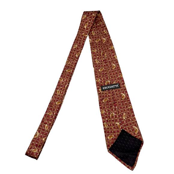 Bugatti‎ 100% Silk Dress Tie Made in Italy Plaid & Paisley Pattern 58" 3.75" - Picture 3 of 10